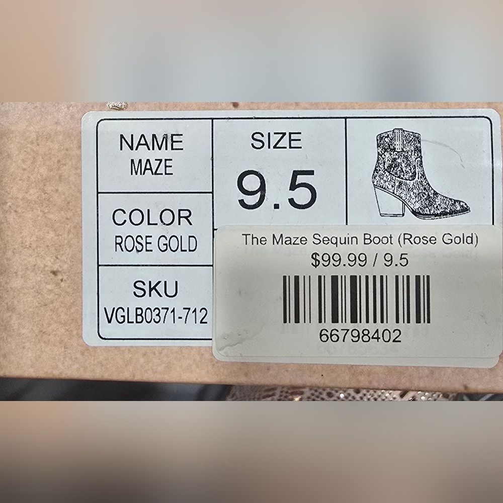 Very G Maze Rose Gold Rhinestone Boots Size 9.5 - Picture 6 of 7